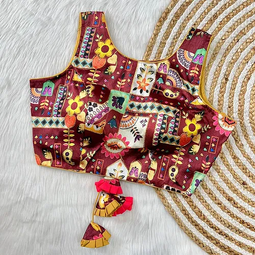 Multicolor Maroon Floral Printed Blouse