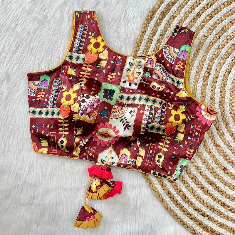 Multicolor Maroon Floral Printed Blouse