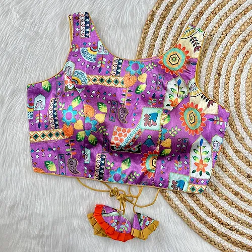 Multicolor Purple Floral Printed Blouse