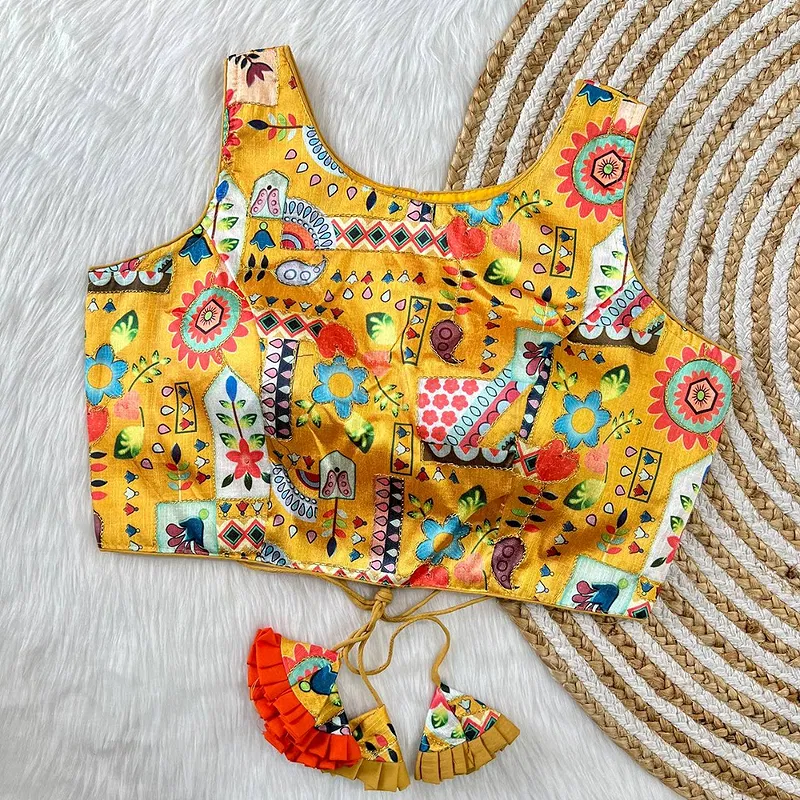 Multicolor Yellow Floral Printed Blouse