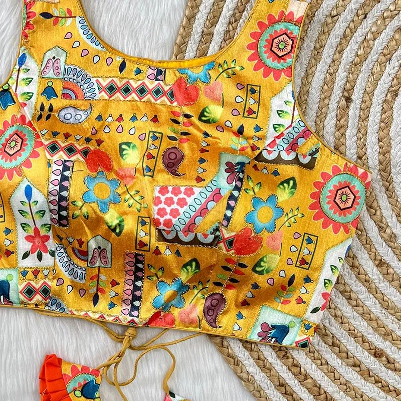 Multicolor Yellow Floral Printed Blouse