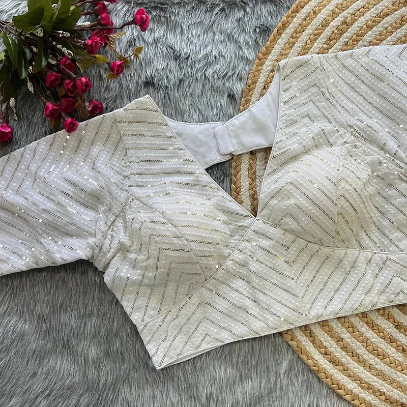 Off White Color Stylish Back Open Party Blouse