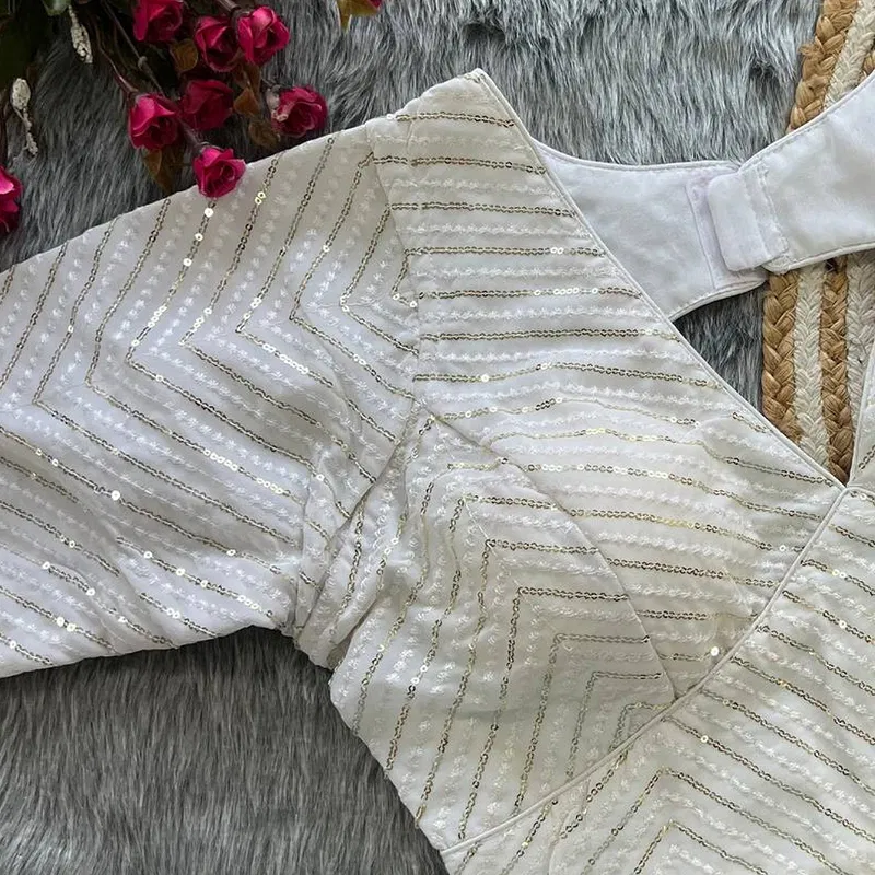 Off White Color Stylish Back Open Party Blouse