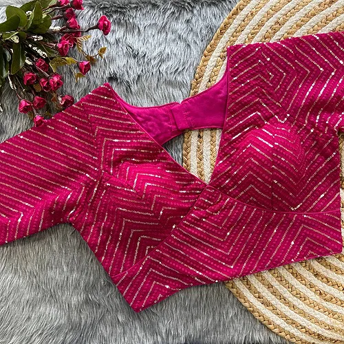 Pink Color Stylish Back Open Party Blouse