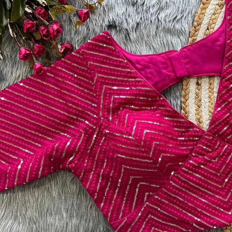 Pink Color Stylish Back Open Party Blouse