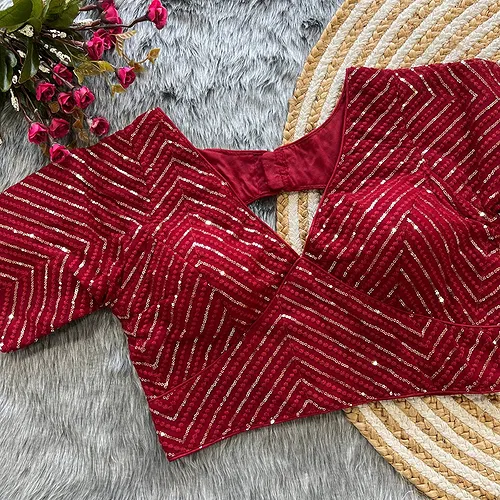 Maroon Color Stylish Back Open Party Blouse