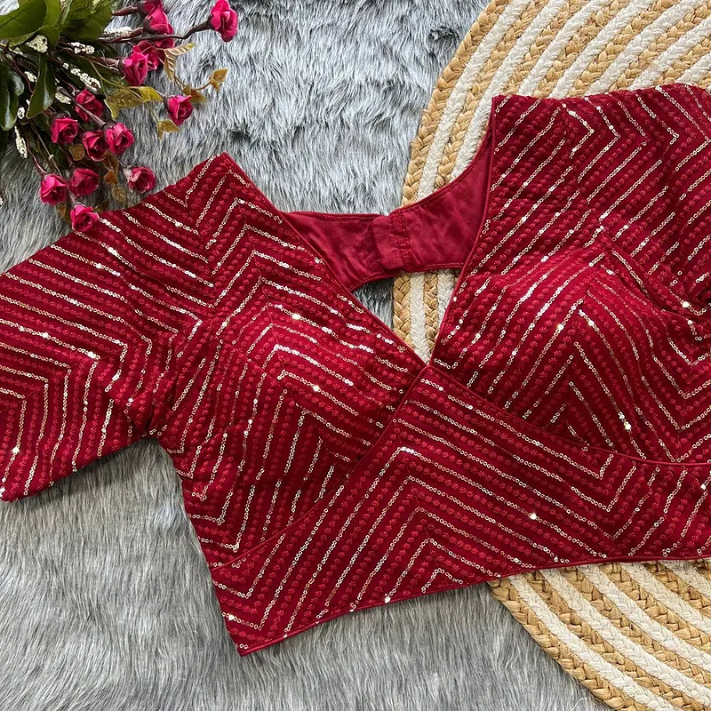 Maroon Color Stylish Back Open Party Blouse