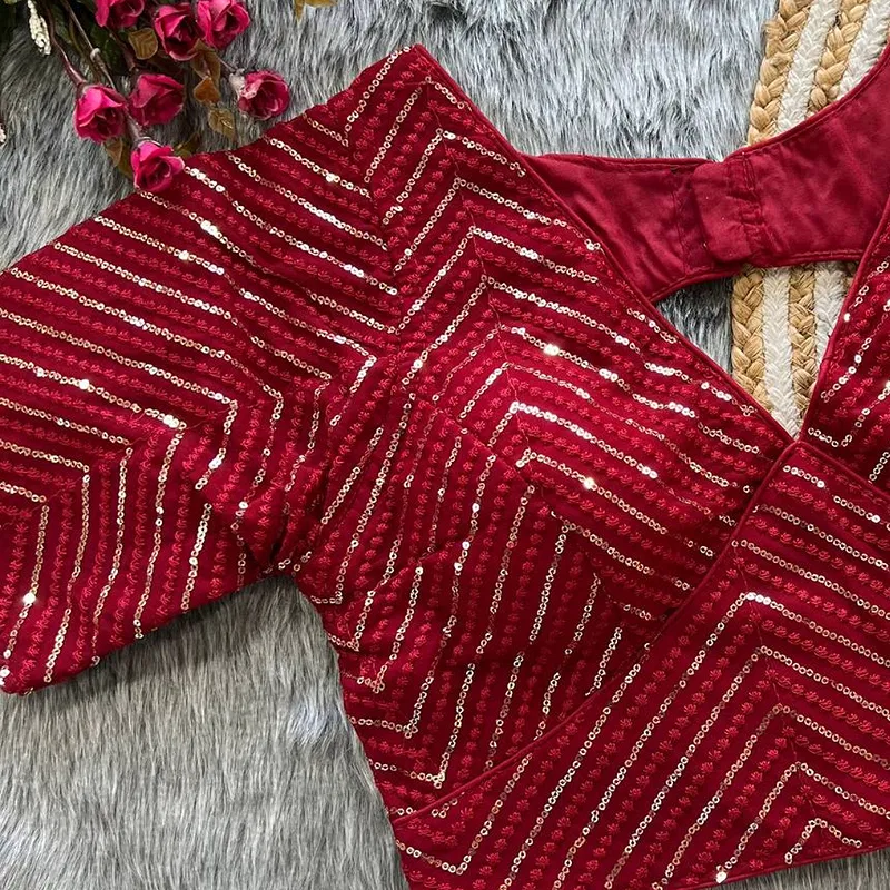 Maroon Color Stylish Back Open Party Blouse