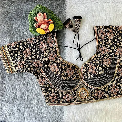 Royal Black Stylish Bridal Blouse 