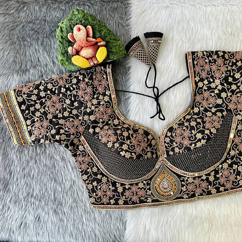 Royal Black Stylish Bridal Blouse 