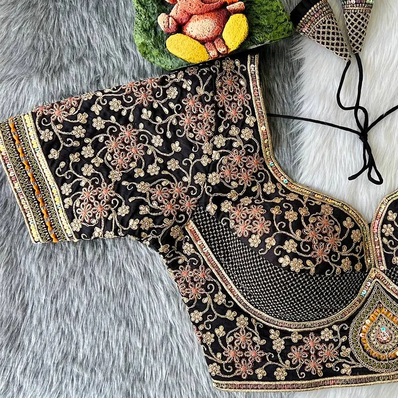 Royal Black Stylish Bridal Blouse 