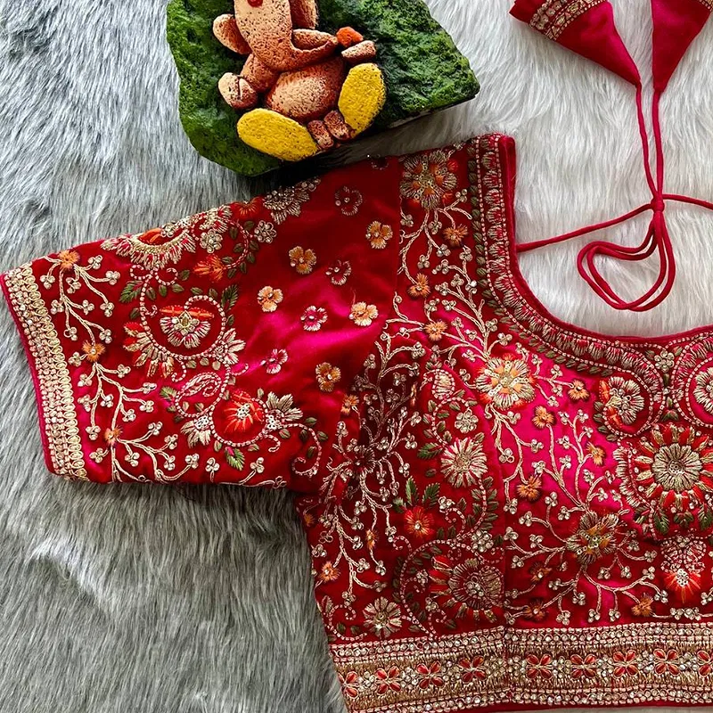 Rani Color Heavy Velvet Real Diamond Work Blouse