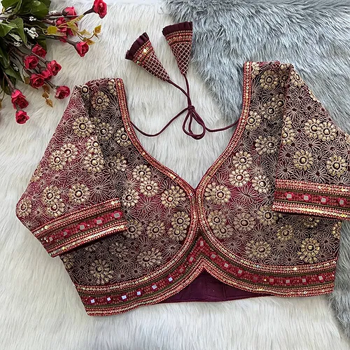 Maroon Color Alia Style Wedding Blouse