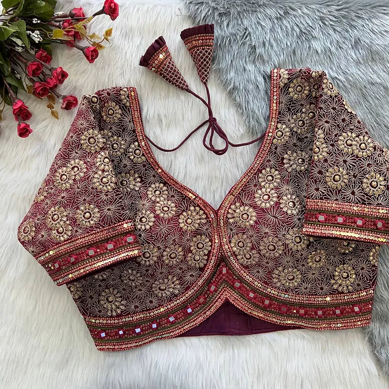 Maroon Color Alia Style Wedding Blouse