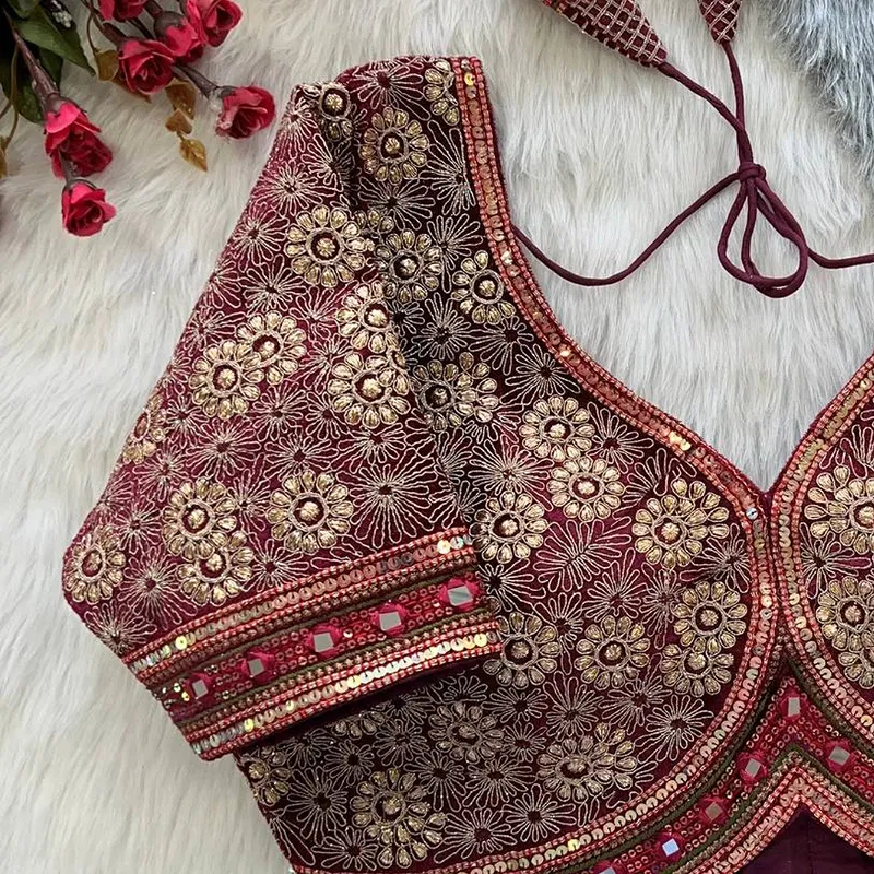 Maroon Color Alia Style Wedding Blouse
