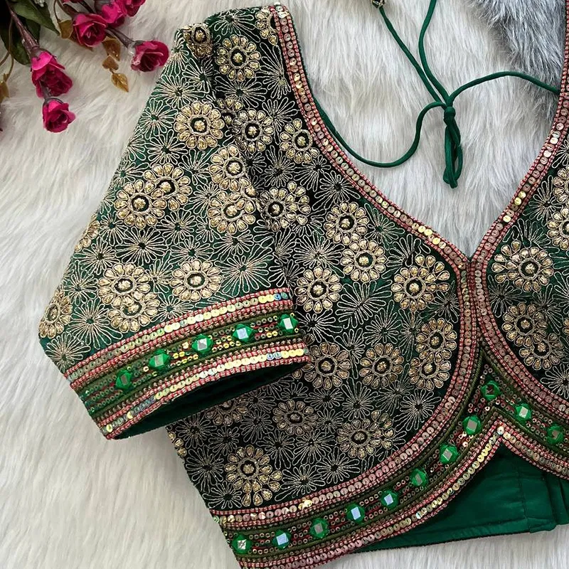 Green Color Alia Style Wedding Blouse