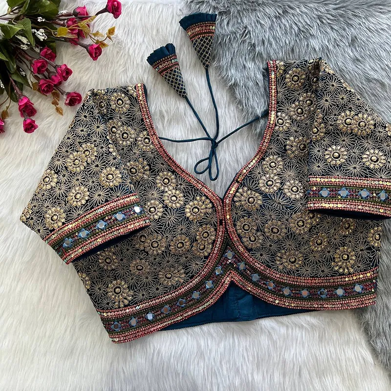 Blue Color Alia Style Wedding Blouse