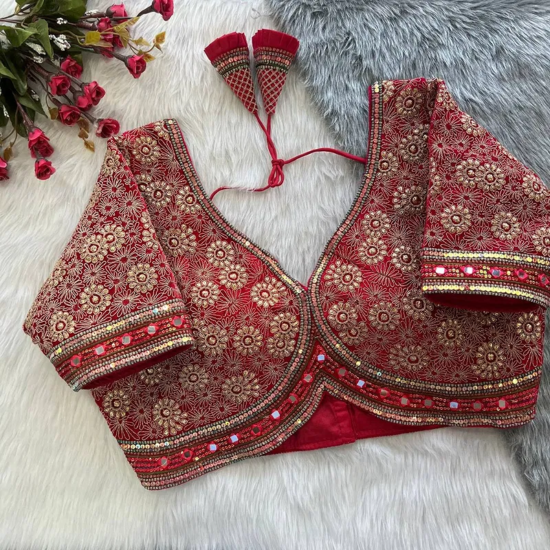 Red Color Alia Style Wedding Blouse
