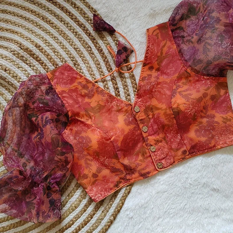 Style with Our Trendy Organza Festival Wear Blouse