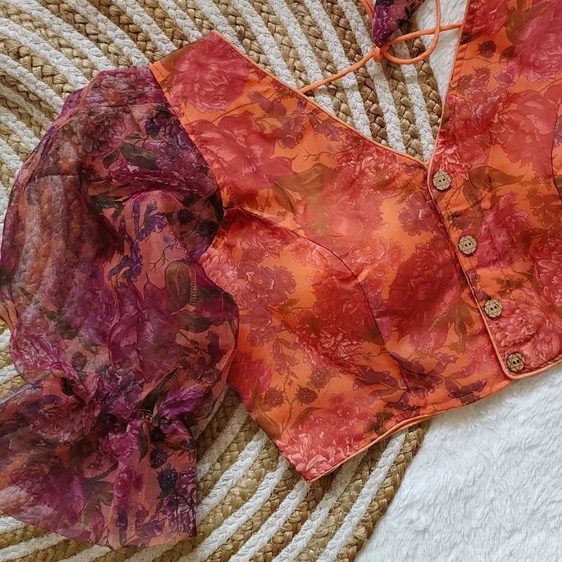 Style with Our Trendy Organza Festival Wear Blouse