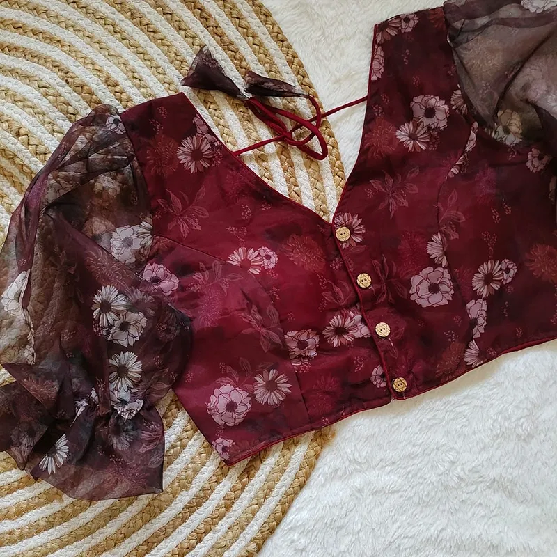 Style with Our Trendy Organza Festival Wear Blouse