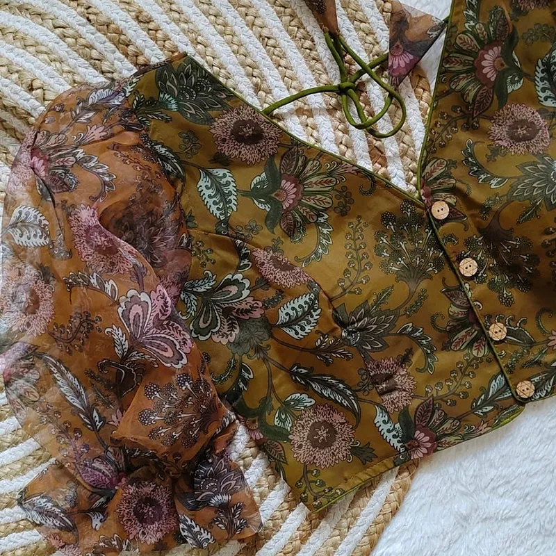 Style with Our Trendy Organza Festival Wear Blouse