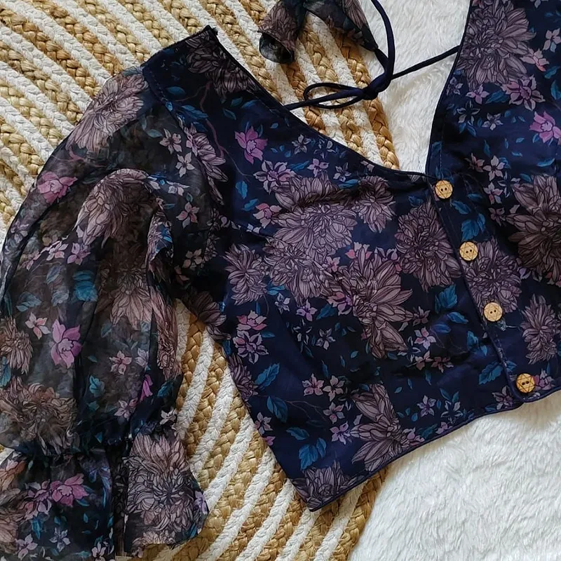 Style with Our Trendy Organza Festival Wear Blouse