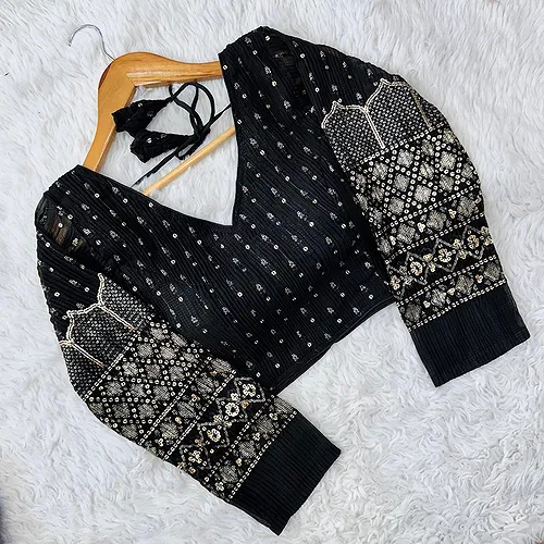 Stylish Georgette Blouse with Sequins and Pannell Sleeves