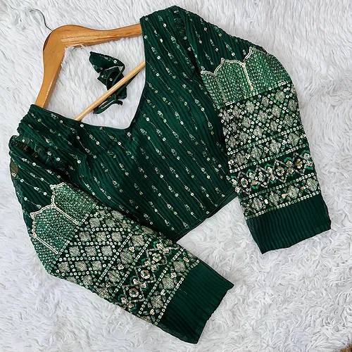 Stylish Georgette Blouse with Sequins and Pannell Sleeves