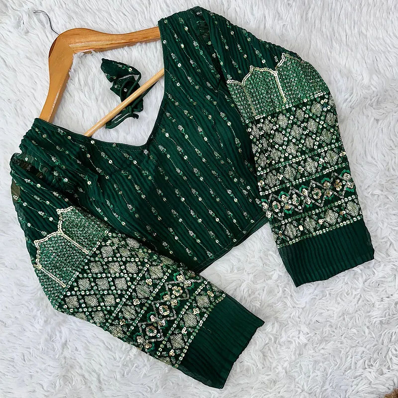 Stylish Georgette Blouse with Sequins and Pannell Sleeves