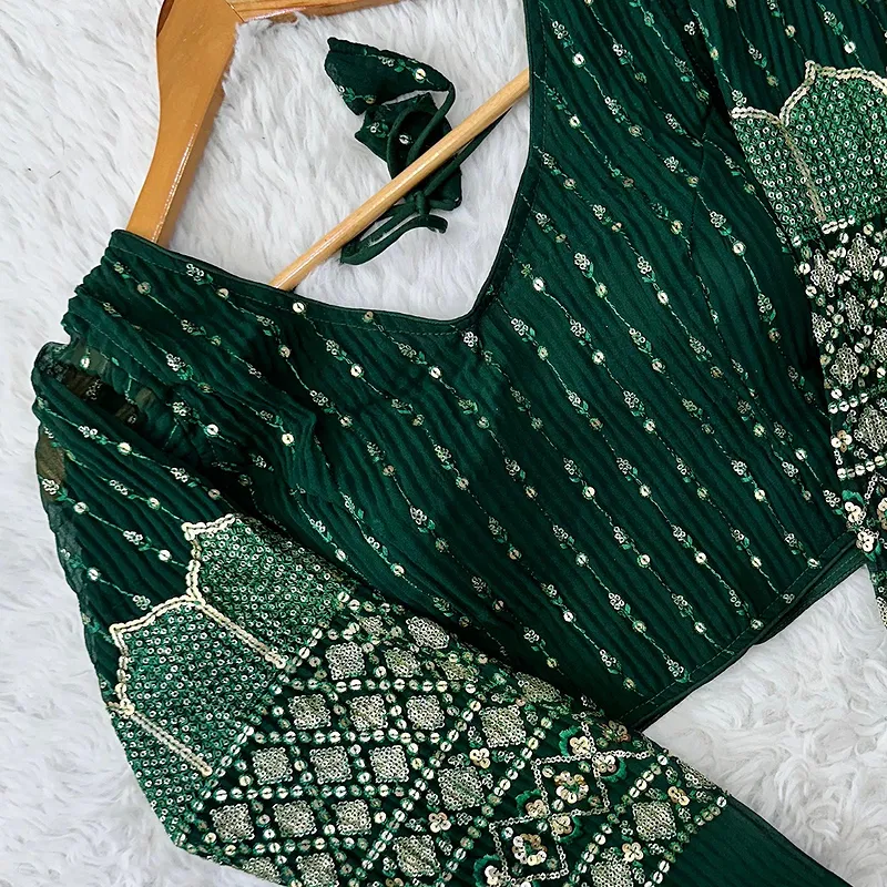 Stylish Georgette Blouse with Sequins and Pannell Sleeves