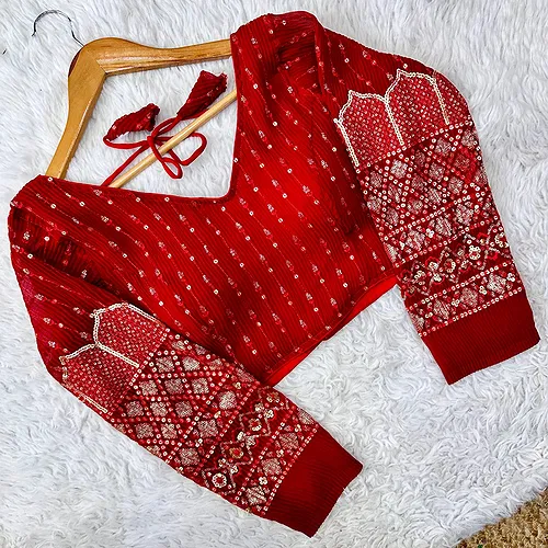 Stylish Georgette Blouse with Sequins and Pannell Sleeves