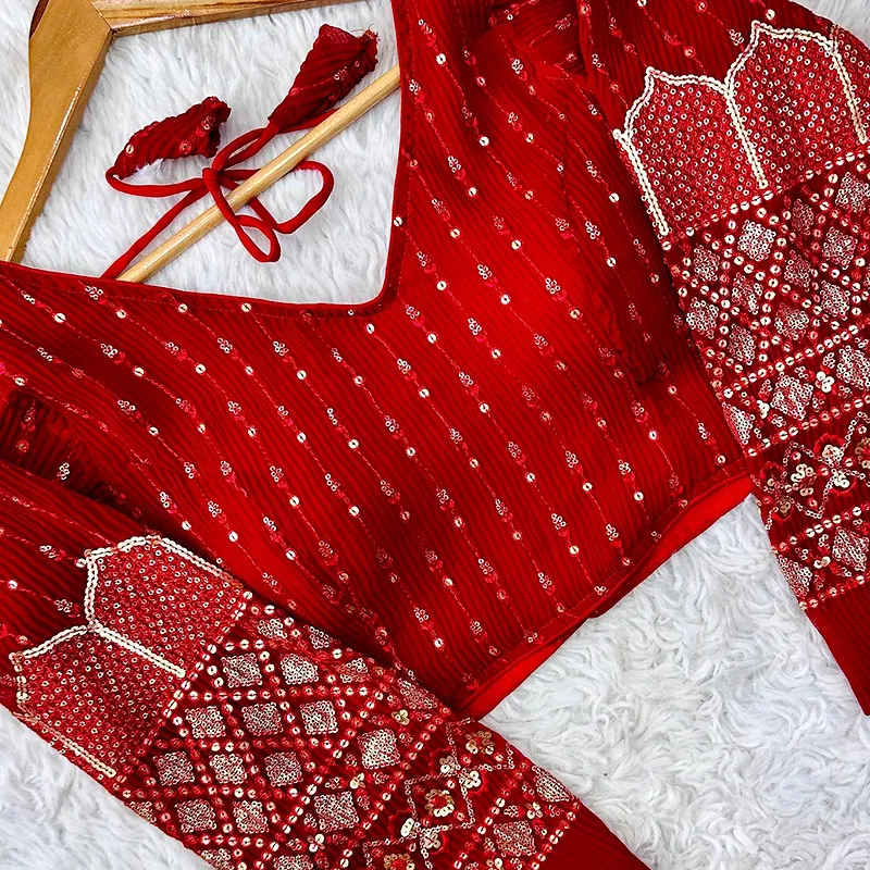 Stylish Georgette Blouse with Sequins and Pannell Sleeves