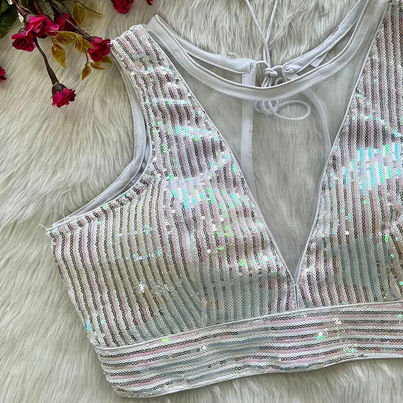 White Color Heavy Imported Net Deep Neck Partywear Blouse