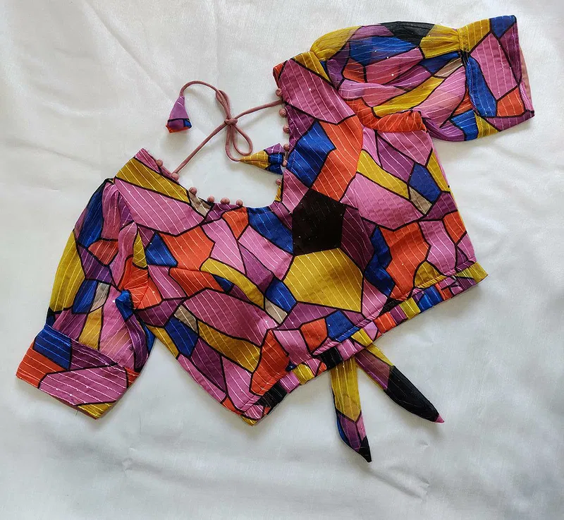 Multi Color Beautiful Designer Georgette Crochet With Sequence Blouse