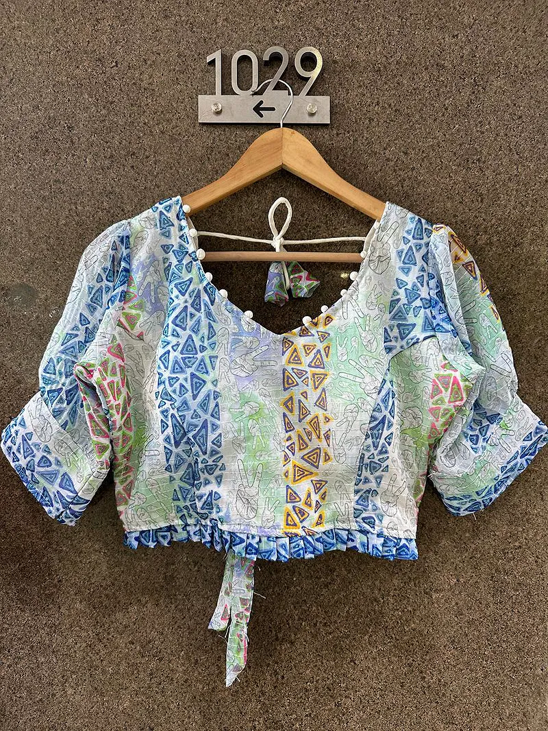 Multi Color Designer Georgette Crochet With Sequence Blouse