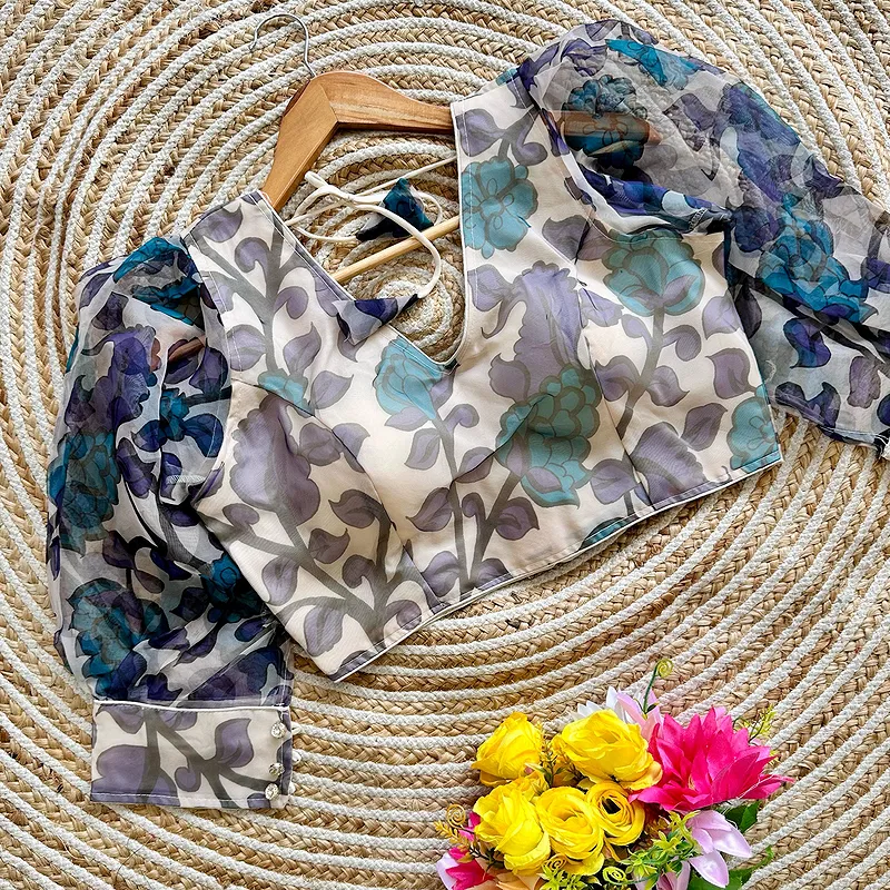 Off White Color Organza Designer Blouse for a Stylish Wardrobe