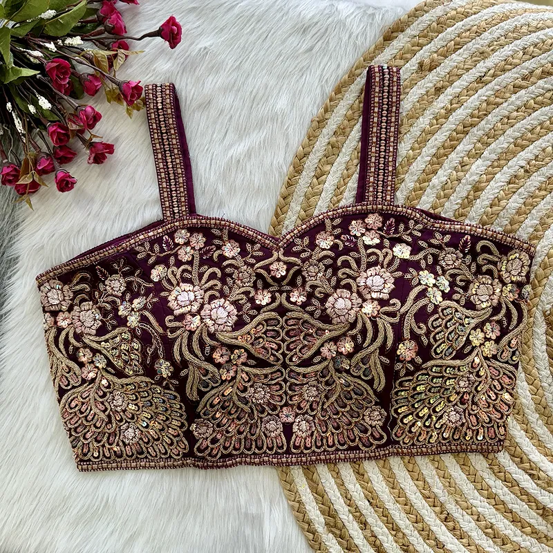 Wine Colour Spaghetti Strap Partywear Blouse