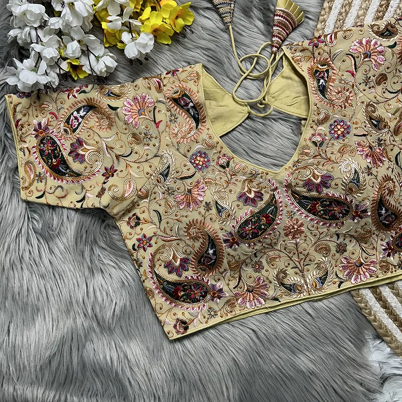 Gold Colour Kashmiri Style Georgette Blouse