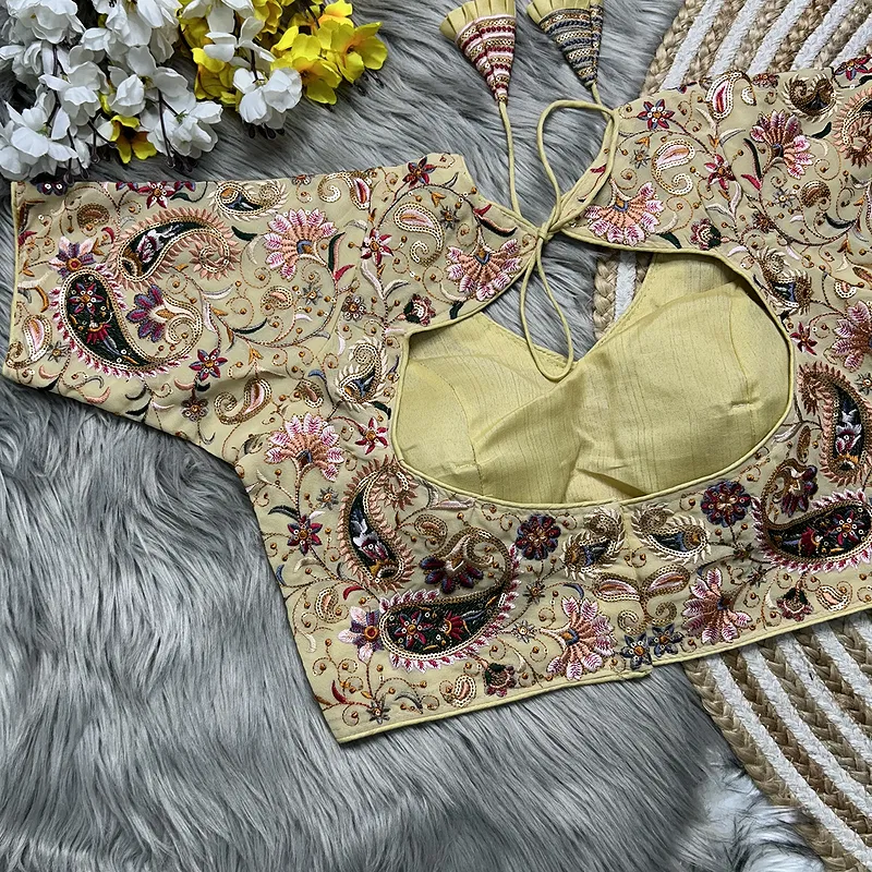 Gold Colour Kashmiri Style Georgette Blouse