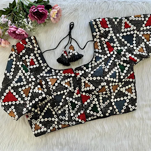 Black Color Lucknowi Velvet Heavy Work Blouse