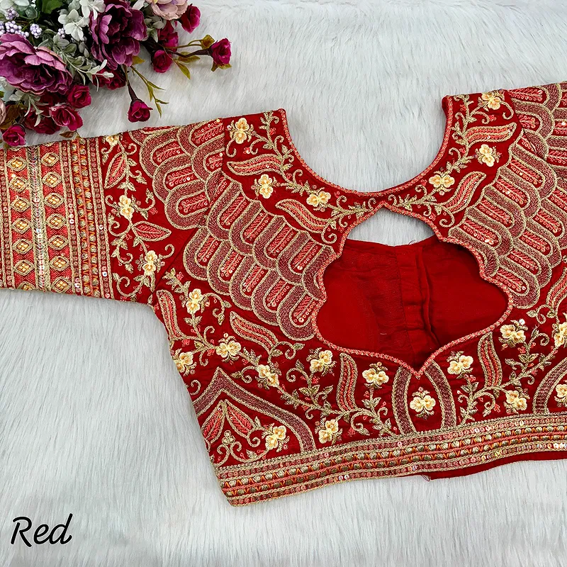 Red Color Heavy Codding Embroidery Bridal Blouse with Sequence Work