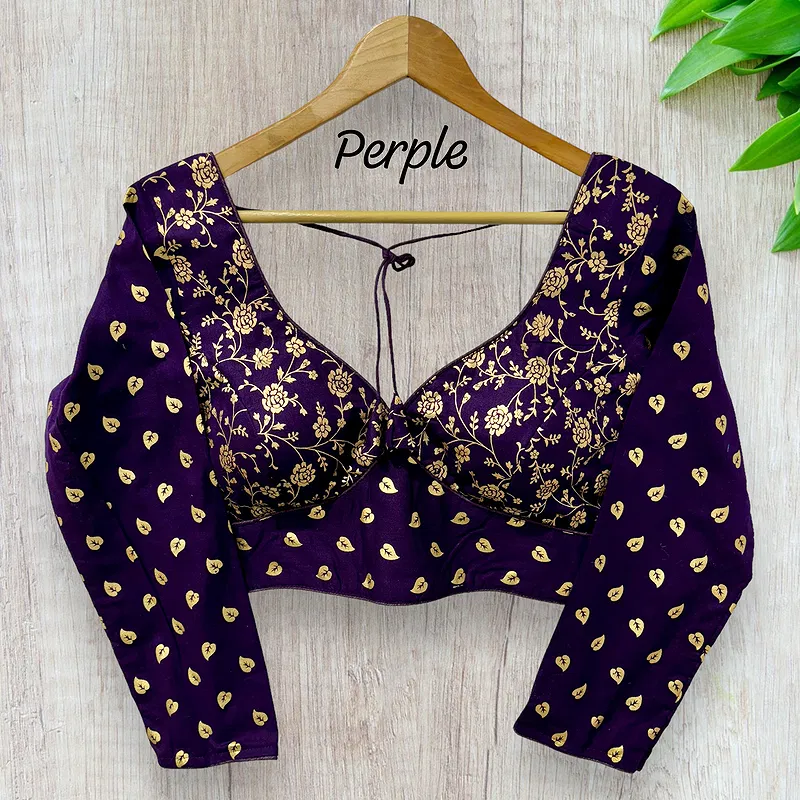 Purple color Elegant Sabyasachi Inspired Pure Cotton Party Blouse