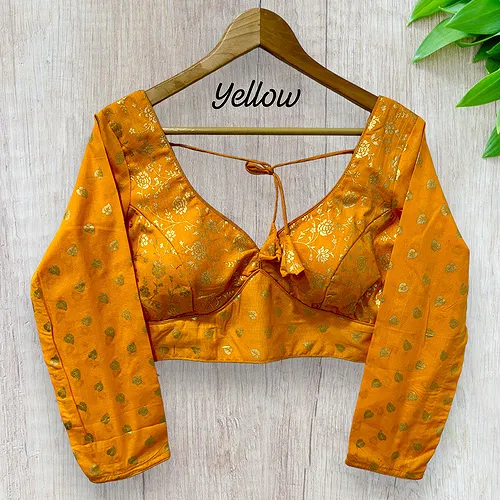 Yellow color Elegant Sabyasachi Inspired Pure Cotton Party Blouse