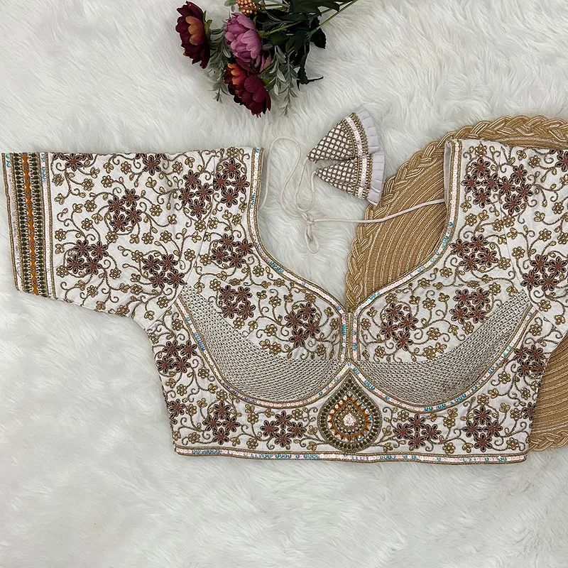 Royal Off White Stylish Bridal Blouse 