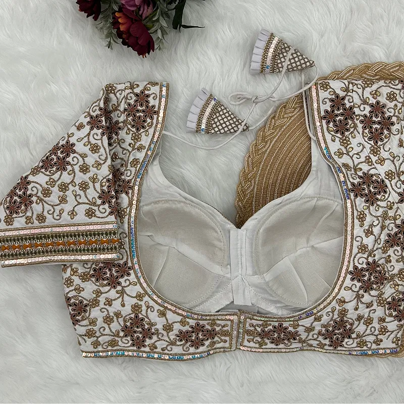 Royal Off White Stylish Bridal Blouse 