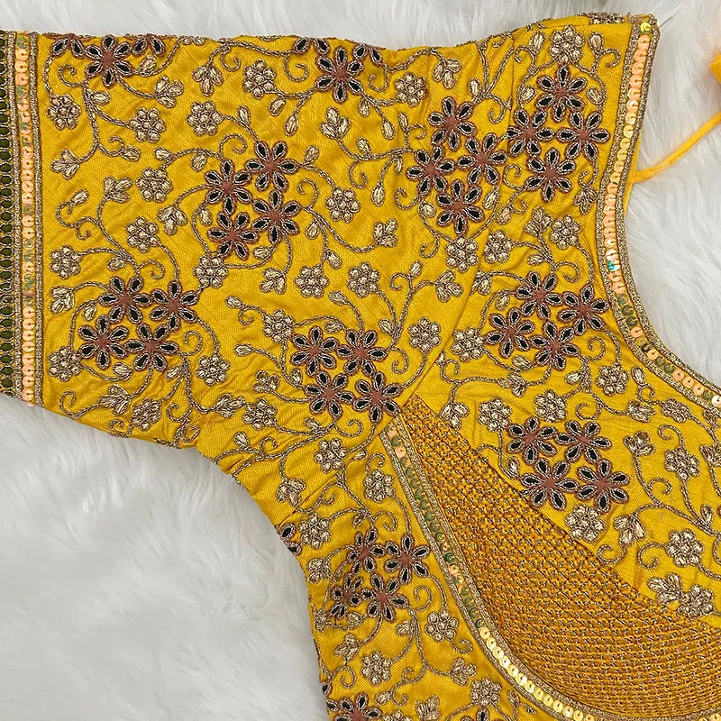 Royal Yellow Stylish Bridal Blouse 
