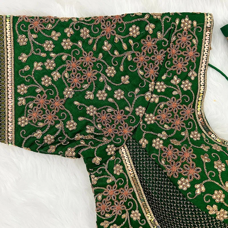 Royal Green Stylish Bridal Blouse 