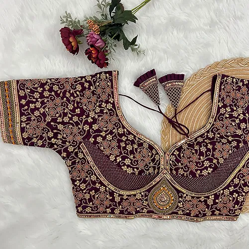 Royal Maroon Stylish Bridal Blouse 