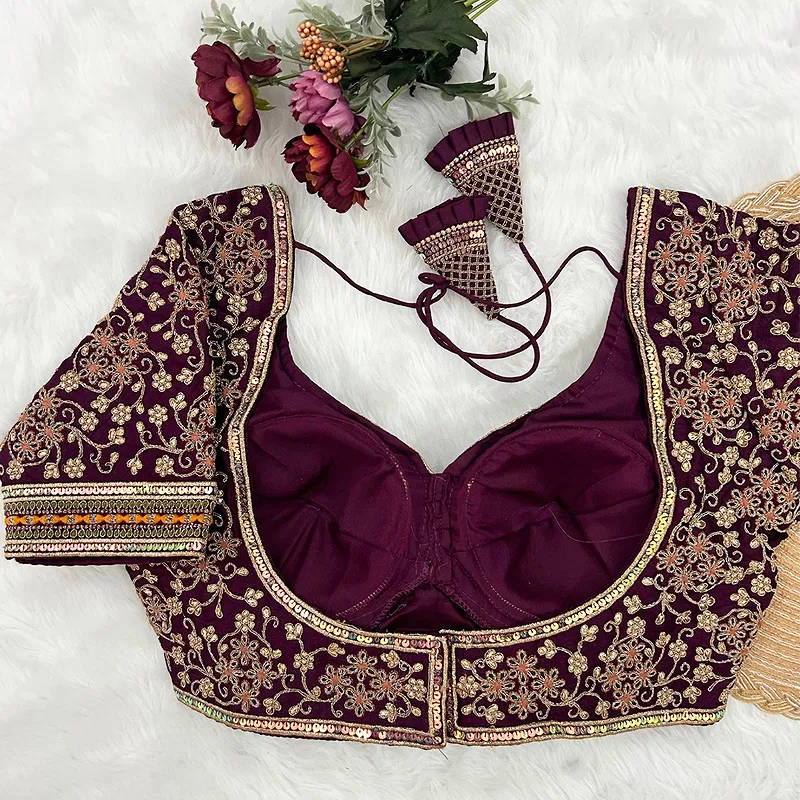 Royal Maroon Stylish Bridal Blouse 